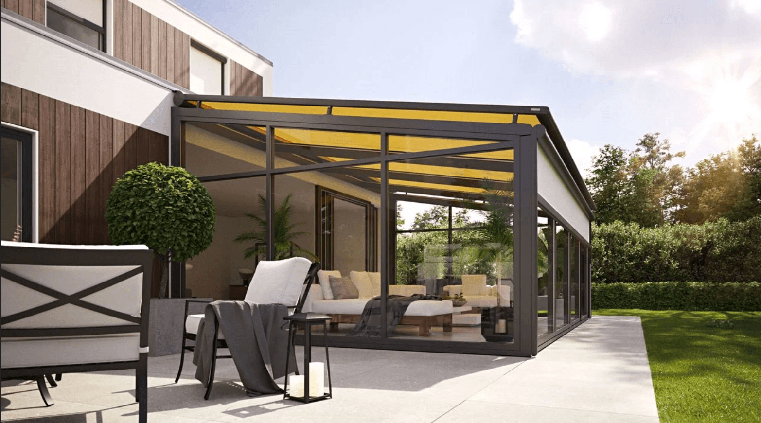 Wintergartenmarkisen und Sonnenschutz für Terrassendächer